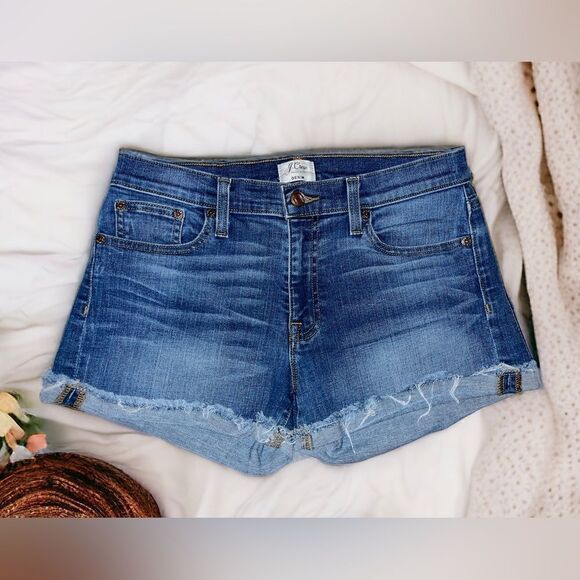 J Crew Jean Denim Shorts Size 27 - Cut Offs Merrill Wash Mid Rise Stretch - Picture 2 of 6